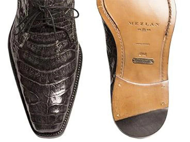 Mezlan Anderson Men's Crocodile Oxford – Grey | Luxury Plain Toe Dress Shoe
