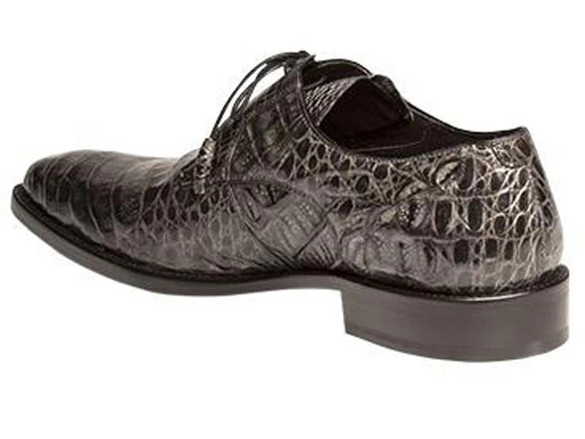Mezlan Anderson Men's Crocodile Oxford – Grey | Luxury Plain Toe Dress Shoe