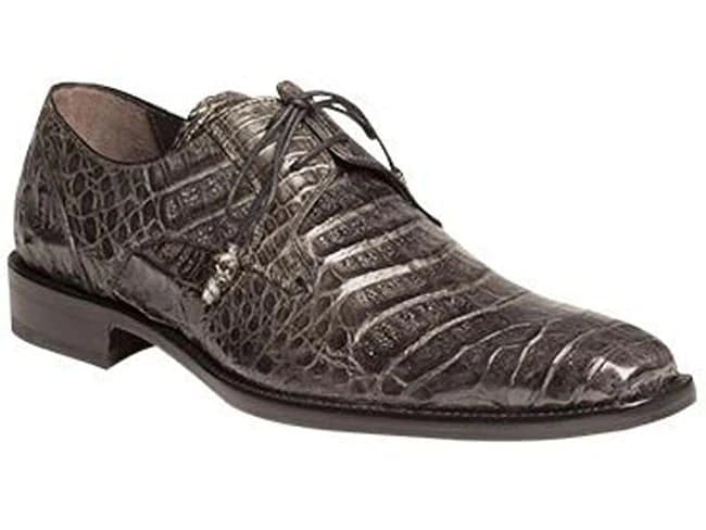 Mezlan Anderson Men's Crocodile Oxford – Grey | Luxury Plain Toe Dress Shoe
