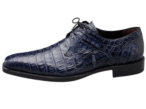 Mezlan Anderson Men's Exotic Crocodile Oxford – Blue | Plain Toe Dress Shoe