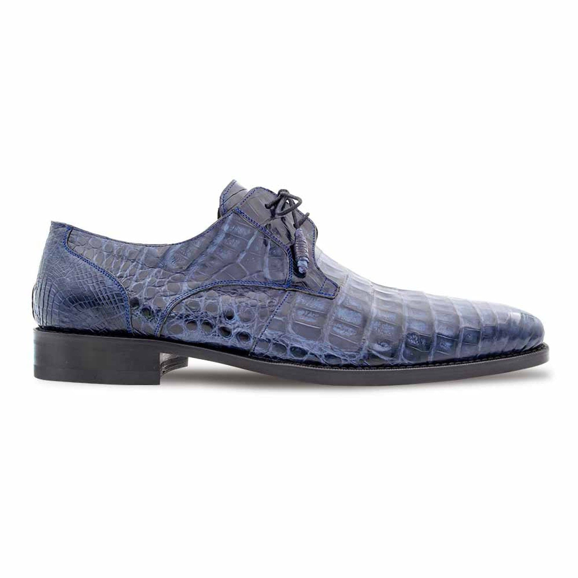Men’s Anderson Blue Genuine Crocodile Lace-Up Shoes by Mezlan – Exotic Luxury Handcrafted in Spain