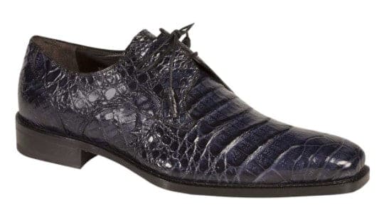 Anderson Blue Genuine Crocodile Lace-Up by Mezlan – Exotic Blucher Dress Shoe, Made in Spain