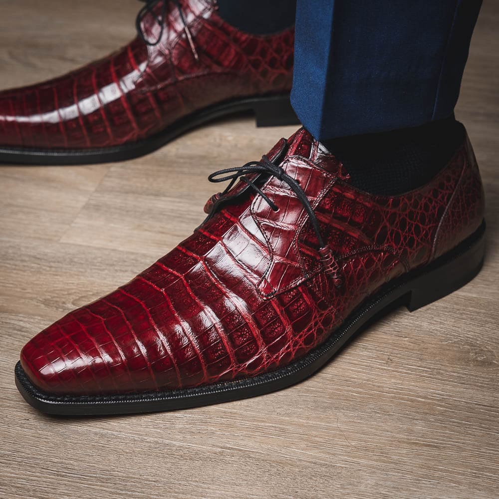 Mezlan Genuine Crocodile Derby Shoes – Men’s Exotic Leather Dress Shoes On Sale