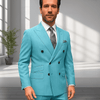 Wool Suit - Italian Made Business Suit by Statement Men's 2 Piece 100% Wool Double Breasted Suit - Pinstripe Pattern