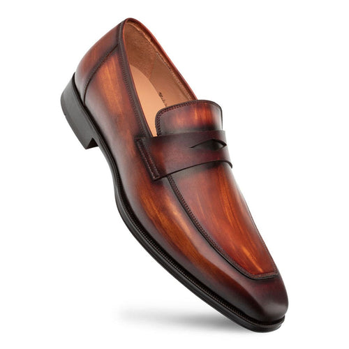 Men’s Mezlan Avenue Cognac Penny Loafer – Rust-Toned Leather with Rubber Sole, Made in Spain