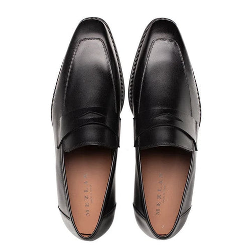 Mezlan Avenue Penny Loafer – Black Leather Dress Shoe with Rubber Sole, Made in Spain