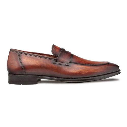 Men’s Mezlan Avenue Cognac Penny Loafer – Rust-Toned Leather with Rubber Sole, Made in Spain