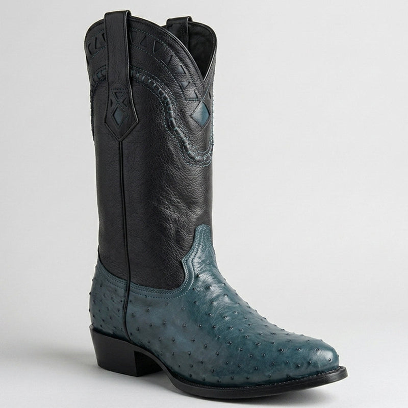 Blue Ostrich Cowboy Boots J-Toe