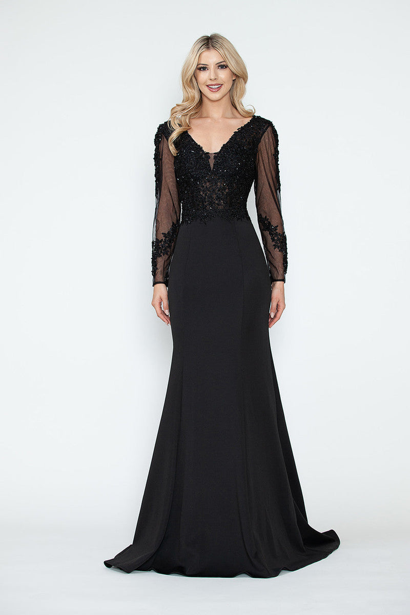 Long Sleeve Mother of the Bride Dress Beaded Evening Gown Lenovia 8323-New Collection