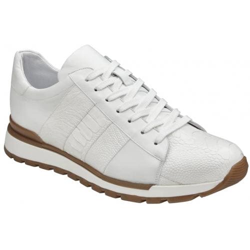 Belvedere Blake White Genuine Ostrich Leg Soft Calf Casual Sneakers