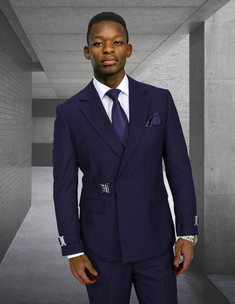 2PC Italian Super 200's Wool Suit Modern Fit in Navy