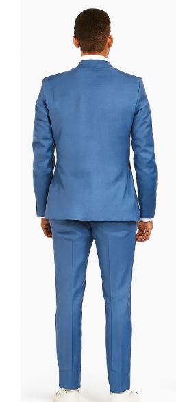 Sharkskin Textured 3-Piece Steel Blue - Dusty Blue Suit