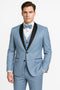 Sky Blue Tuxedo with Black Shawl Lapel Slim Fit Prom and Wedding Suit in Baby Blue Color - Light Blue