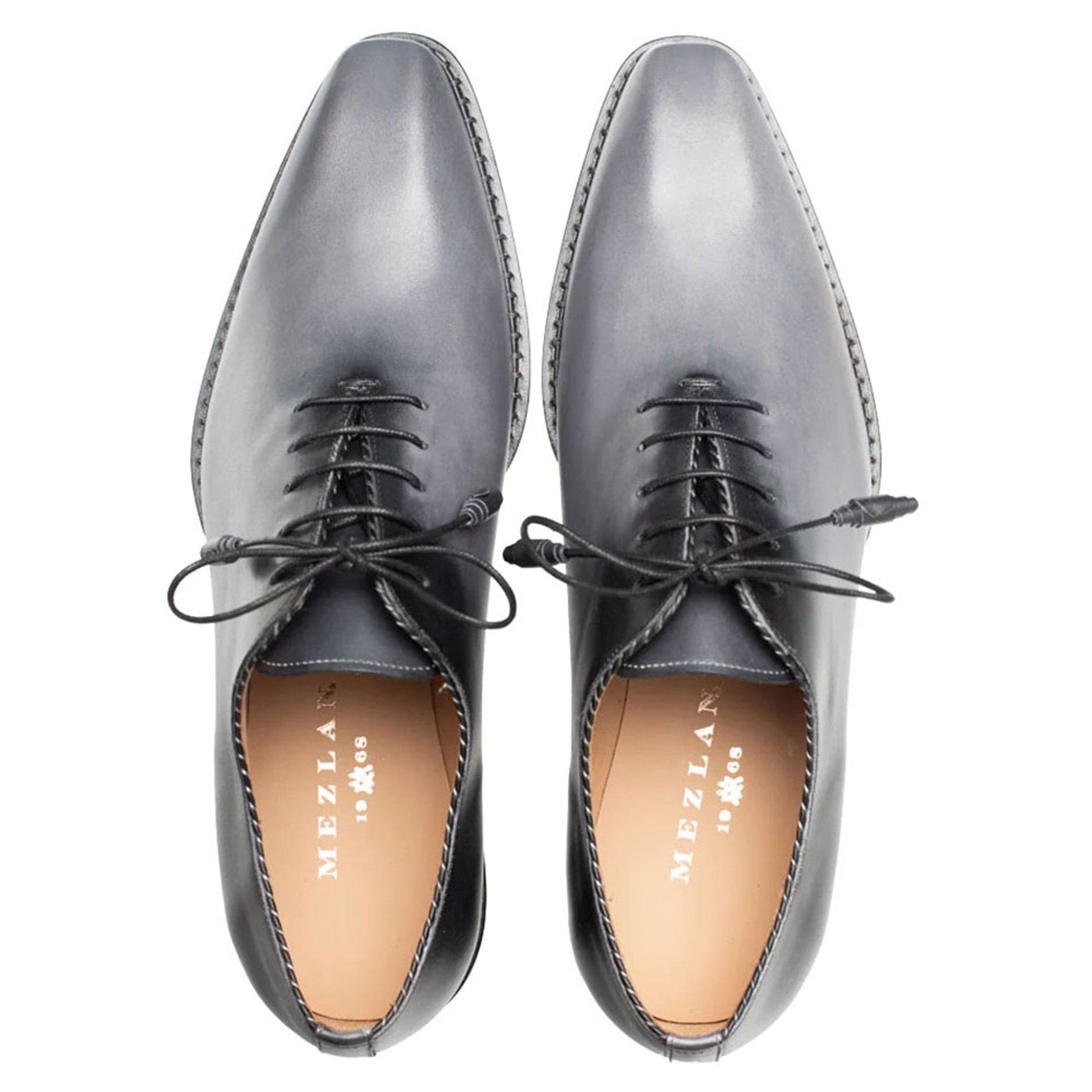 Barbaro Grey/Black Two-Tone Calfskin Whole-Cut Oxford Shoes by Mezlan – Handcrafted in Spain