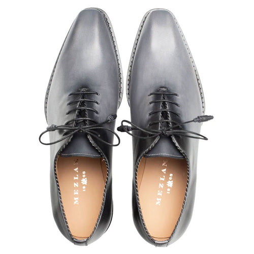 Barbaro Grey/Black Two-Tone Calfskin Whole-Cut Oxford Shoes by Mezlan – Handcrafted in Spain