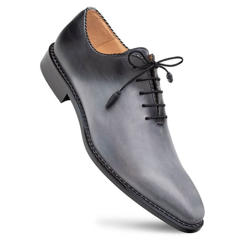 Barbaro Grey/Black Two-Tone Calfskin Whole-Cut Oxford Shoes by Mezlan – Handcrafted in Spain