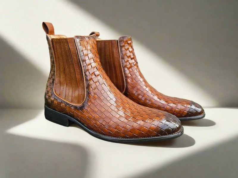 Carrucci Basket Weave Leather Chelsea Boot