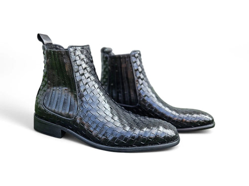 Basket Weave Leather Chelsea Boot Carrucci