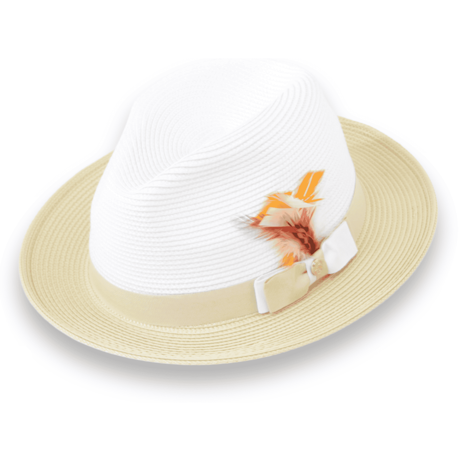 Tapa Crushable Straw Hat Fedora in Two Tone Beige-White