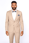 Beige Slim Fit Suit for Men by Rossiman Rossi – Tailored Skinny Fit Formal Suit