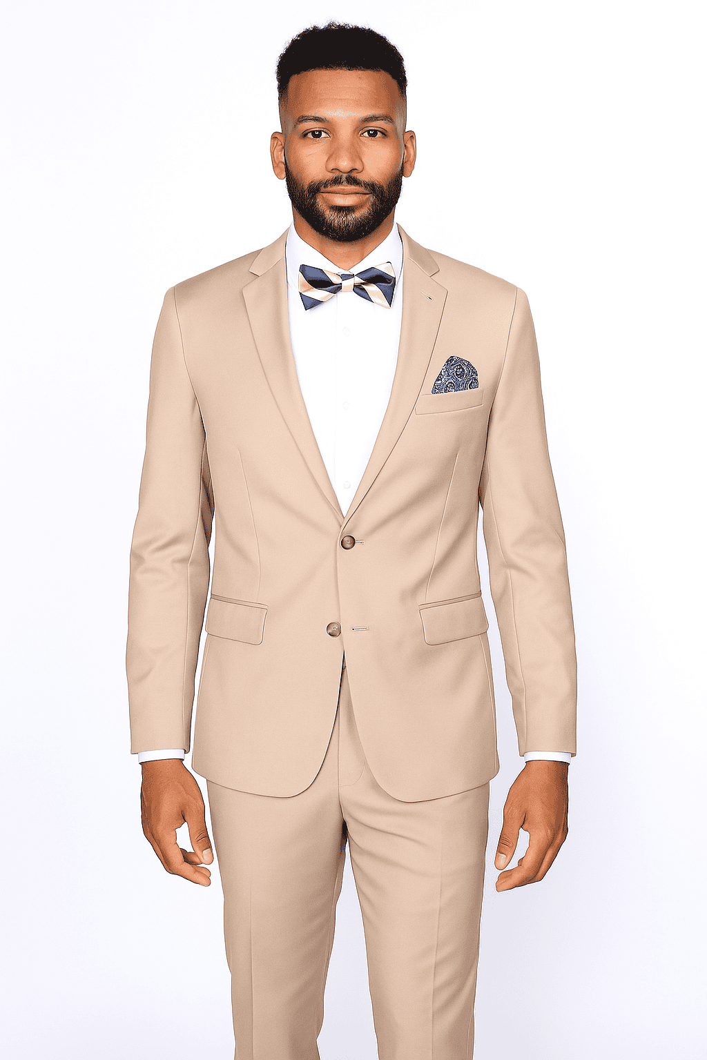 Beige Slim Fit Suit for Men by Rossiman Rossi – Tailored Skinny Fit Formal Suit