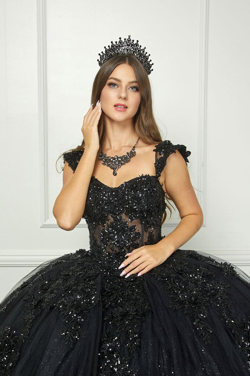 Applique Corset Ball Gown by Bella Princess PQ1070
