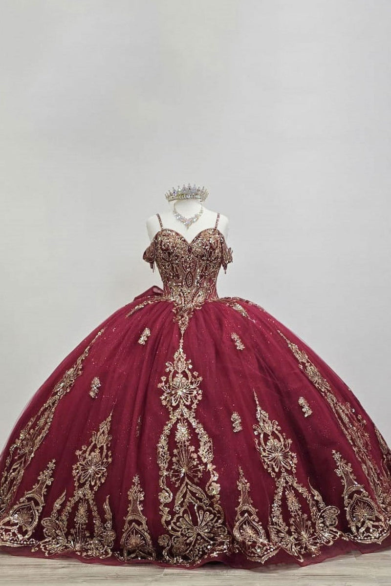 Beaded Off Shoulder Ball Gown by Bella Princess PQ1090