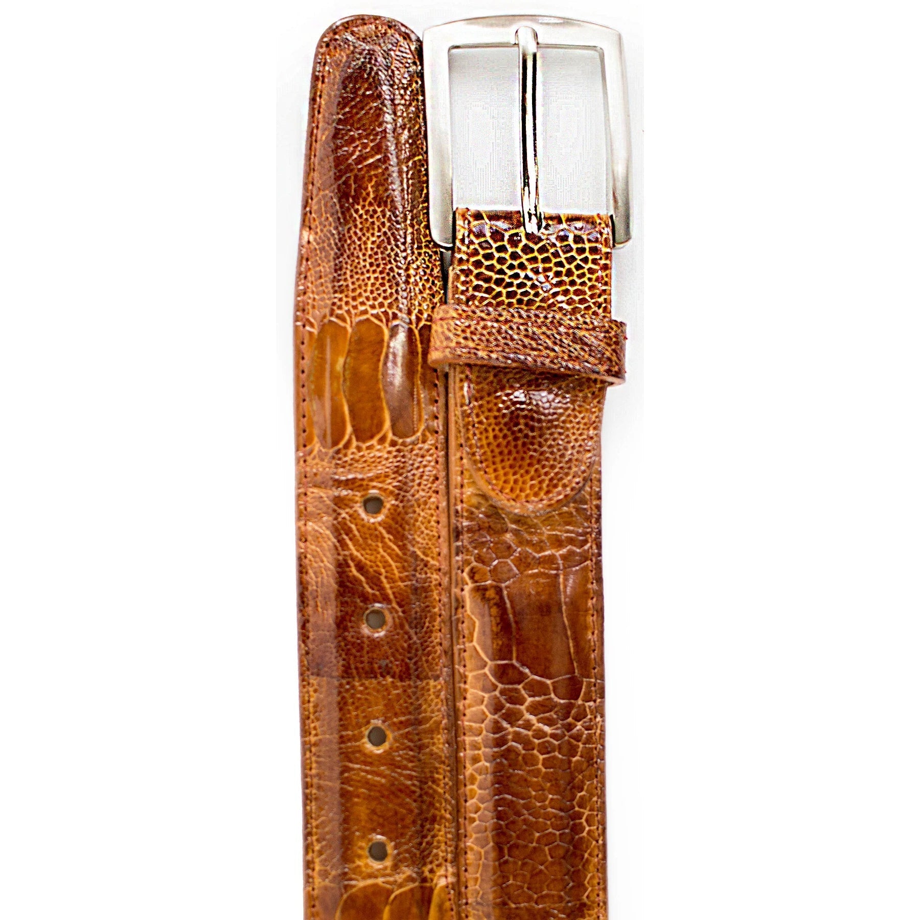 Mens Belvedere Ostrich Leg Dress Belt in Brandy | Alberto Nardoni Mens Belvedere Ostrich Leg Dress Belt in Brandy | Alberto Nardoni