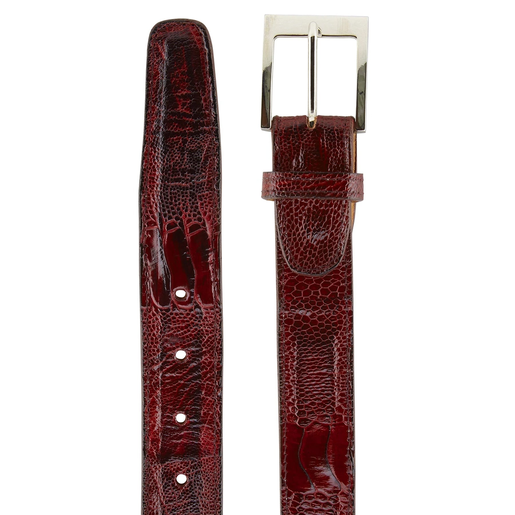 Belvedere Ostrich Leg Dress Belt in Brandy – Men's Cut-to-Fit Luxury Accessory