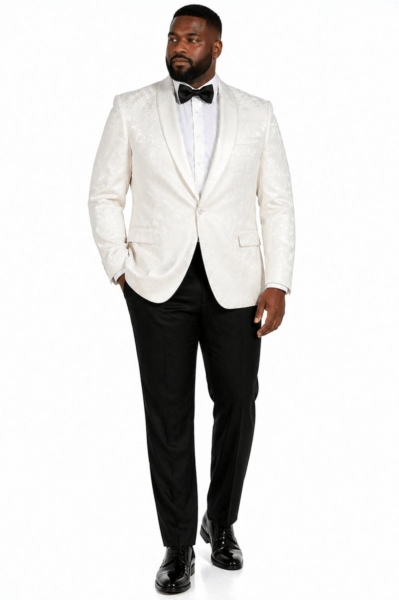 Ivory Dinner Jacket Blazer - Cream Paisley Wedding Tuxedo Jacket