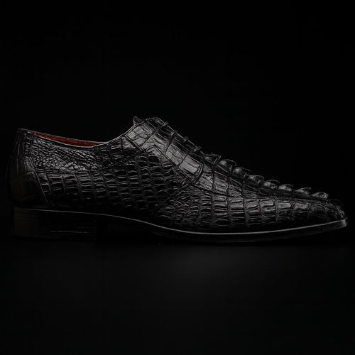 Marco Di Milano Cancun Black Caiman Crocodile Derby Shoes