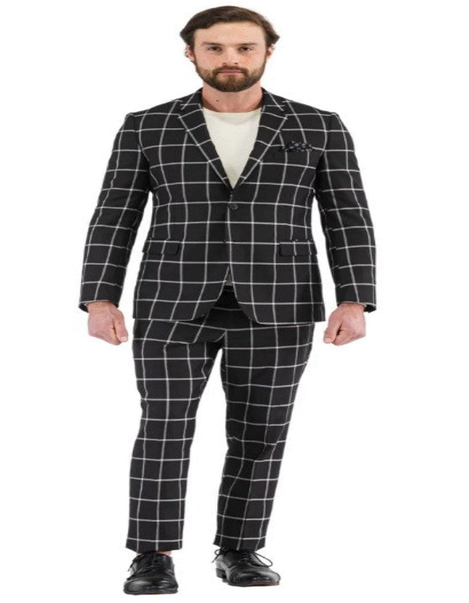 Mens Plaid Suit Mens Gray Window Pane Cheap Priced Business Suits main image 0