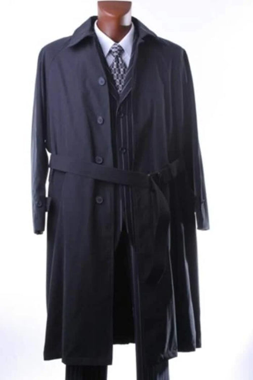 Mens Black Overcoat - Dark color black Overcoat Ankle length All Year Round - Dress Coat Priced Available In Big & Tall Sizes