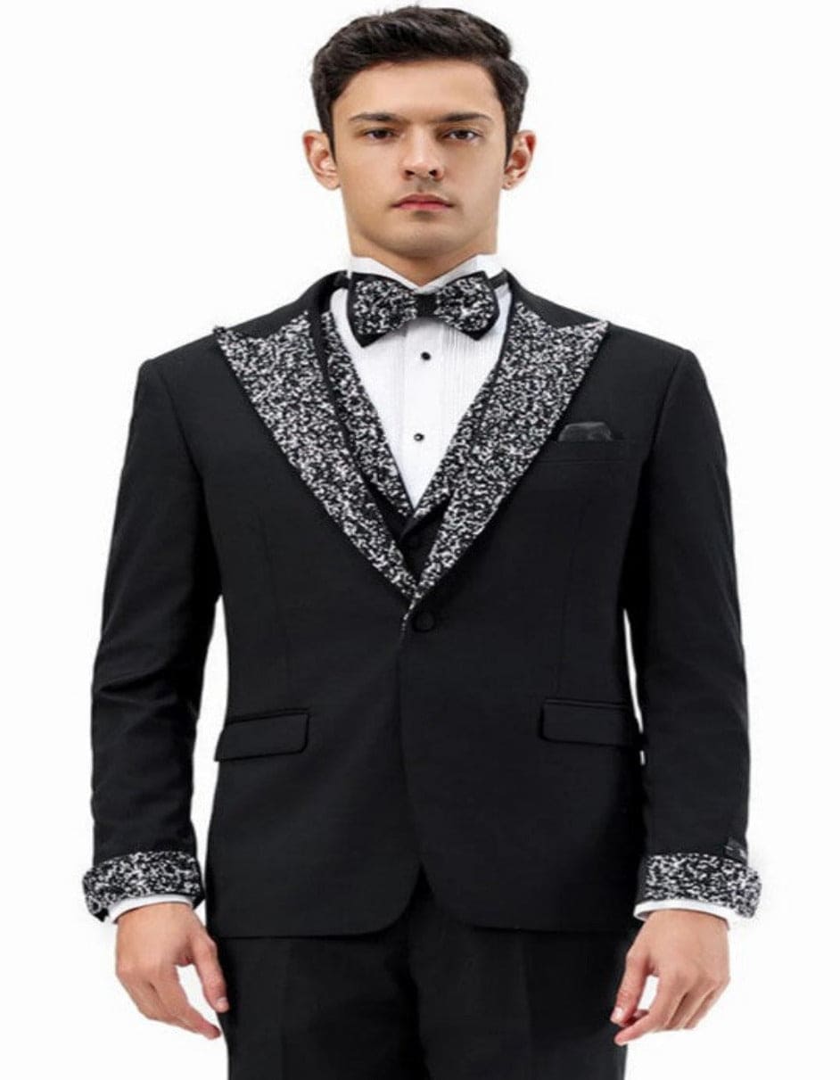 Purple Prom Tuxedo - Perfect Wedding Suit Vested Rhinestone sequin Lapelled