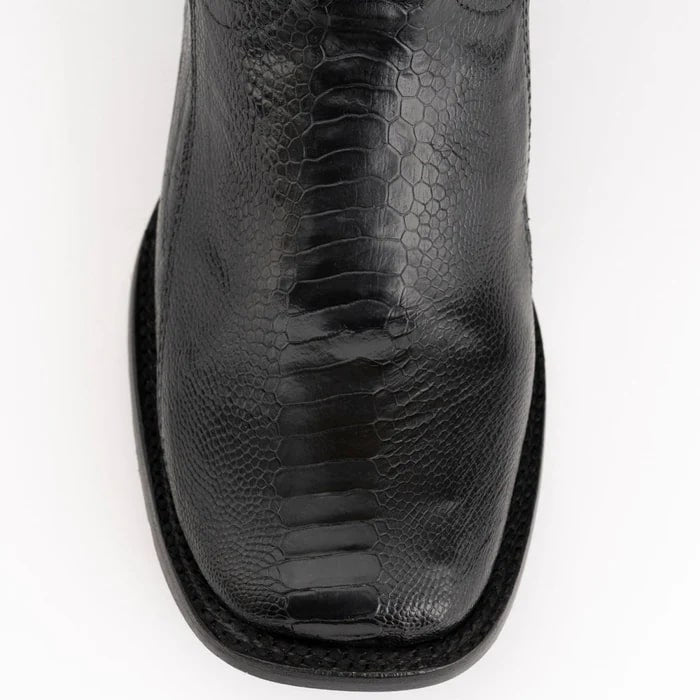 Ferinni Boot - Mens Dress Cowboy Boot - Ferrini Men's Nash Ostrich Leg Boots Handcrafted - Black in Black Color