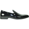Mens Classic Plain Toe Slip On Patent Loafer Tuxedo Shoe In Black