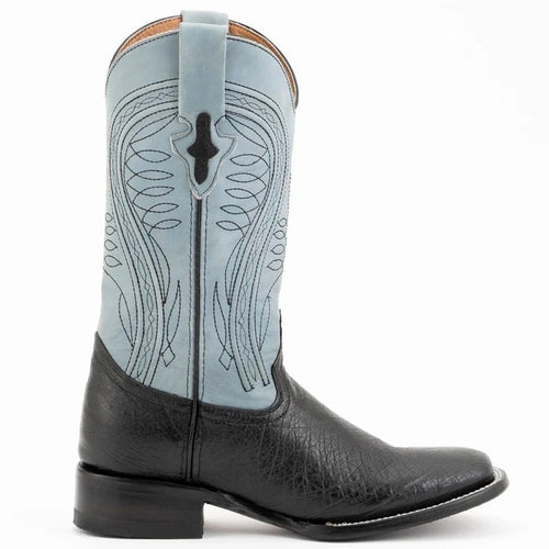 Ferinni Boot - Mens Dress Cowboy Boot - Ferrini Men's Morgan Smooth Ostrich Square Toe Boots Handcrafted - Black