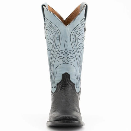 Ferinni Boot - Mens Dress Cowboy Boot - Ferrini Men's Morgan Smooth Ostrich Square Toe Boots Handcrafted - Black