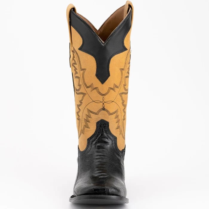 Ferinni Boot - Mens Dress Cowboy Boot - Ferrini Men's Nash Ostrich Leg Boots Handcrafted - Black in Black Color