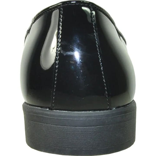 Mens Classic Plain Toe Slip On Patent Loafer Tuxedo Shoe In Black