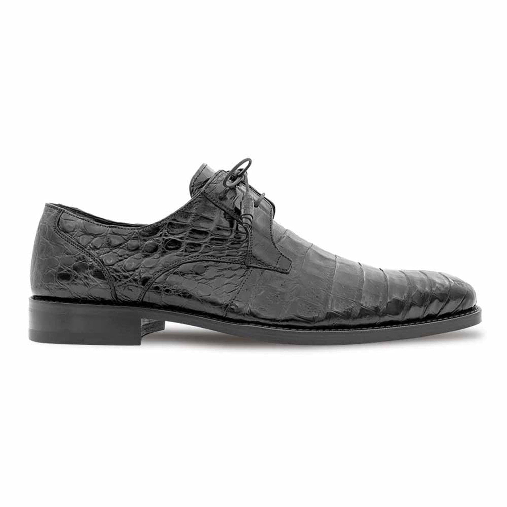 Mezlan Anderson Men’s Lace-Up – Black Genuine Crocodile Leather Dress Shoe, Handmade in Spain