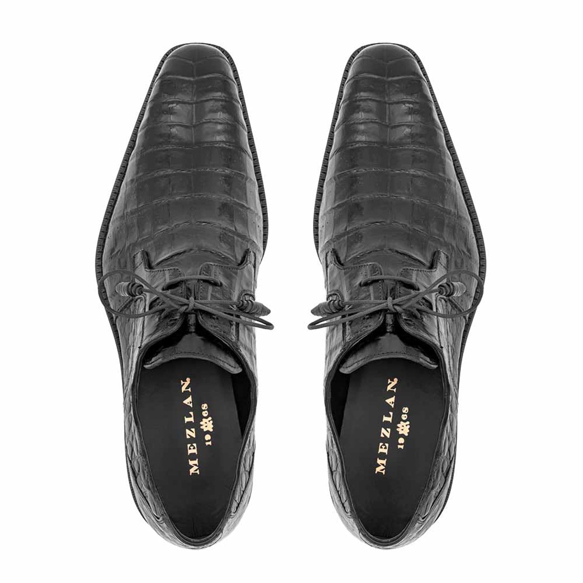 Mezlan Anderson Men’s Lace-Up – Black Genuine Crocodile Leather Dress Shoe, Handmade in Spain