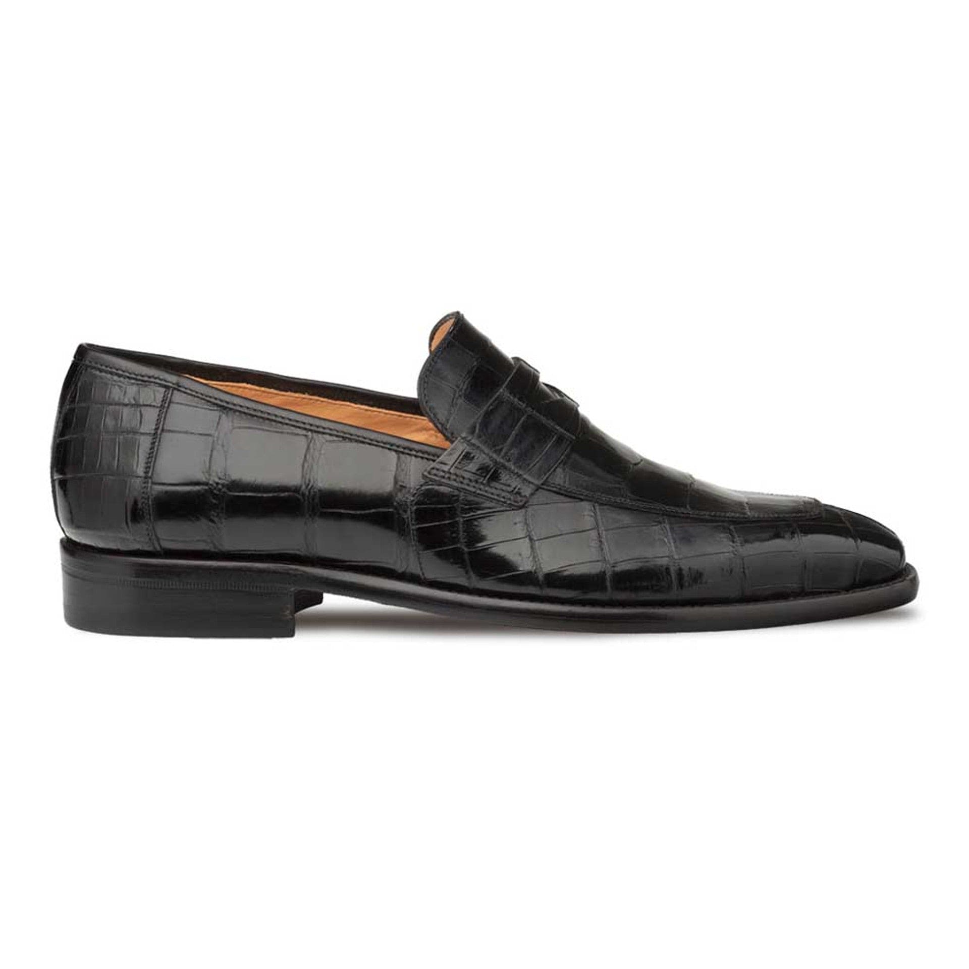 Men’s Black Piccolo Genuine American Alligator Penny Loafers by Mezlan – Luxury Exotic Handmade Loafers from Spain