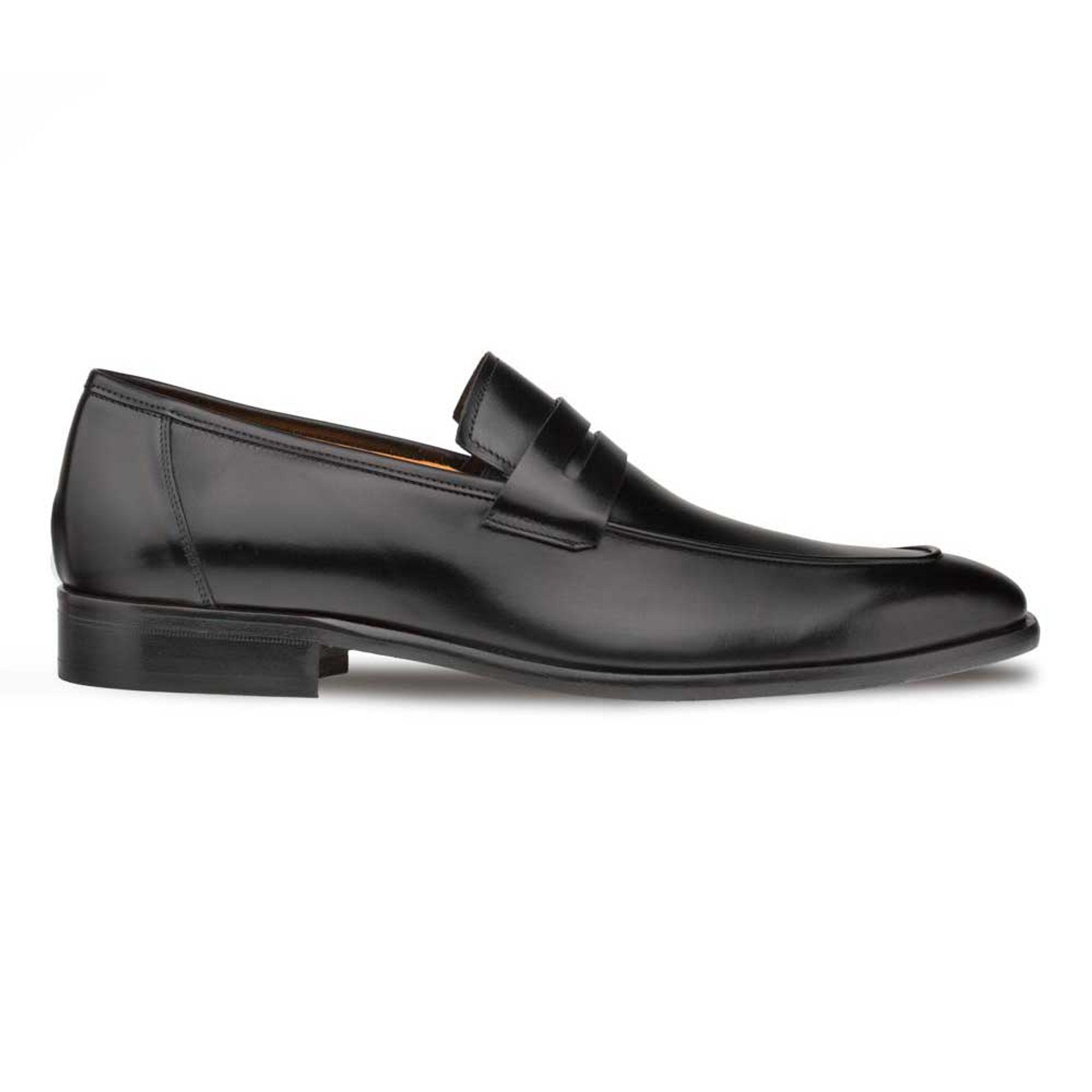 Mezlan Black Burnished Calfskin Penny Loafer for Men – Luxury Handmade Dress Shoe