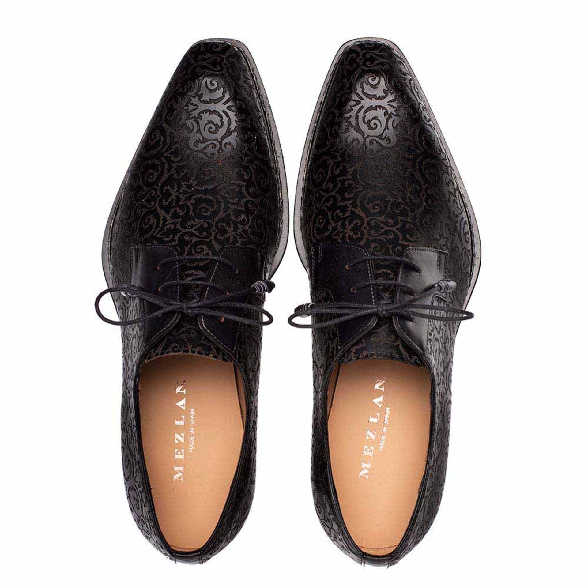Lontani Lace-Up Black Brogue Derby Shoes By Mezlan Made In Spain Brand