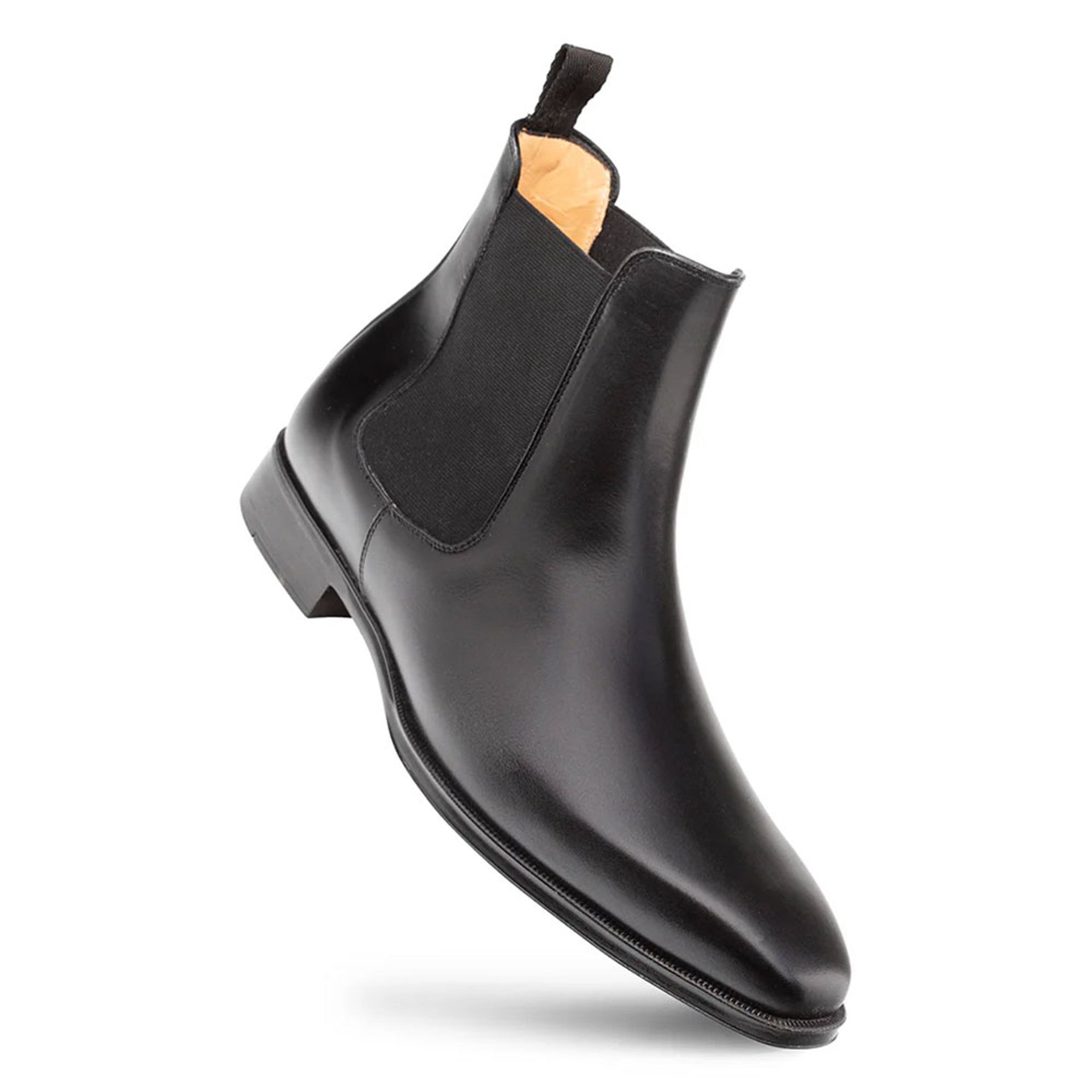 Cervantes Black Patina Calfskin Chelsea Boots by Mezlan – Handcrafted in Spain