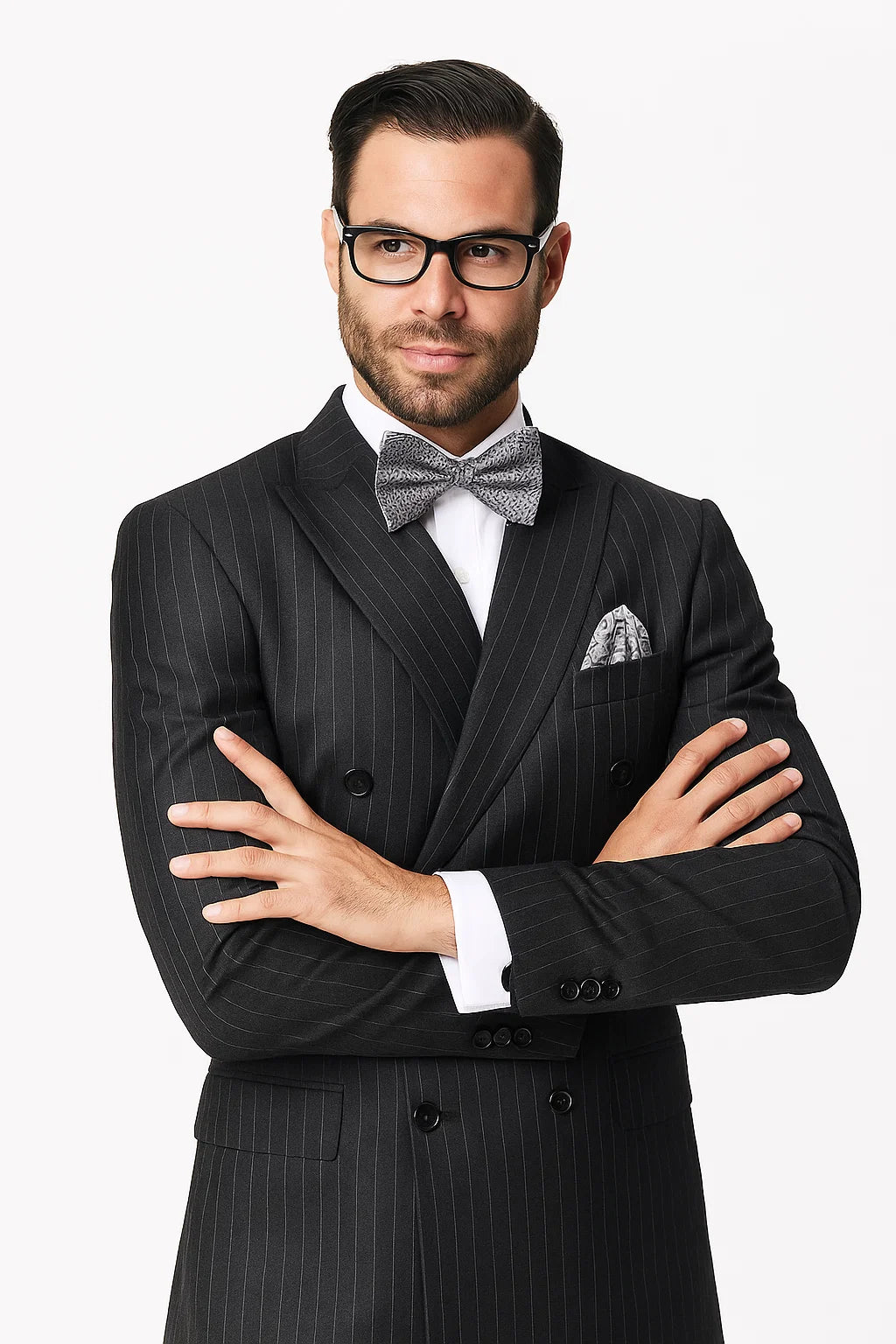 Black Double Breasted Pinstripe