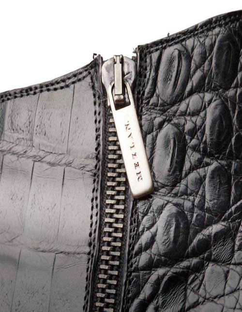 Mezlan Blackmore Men’s Black Plain Toe Boot – Genuine Crocodile Leather