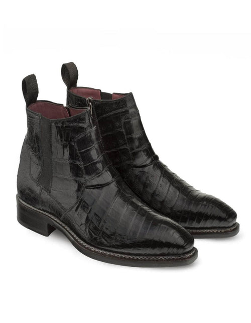 Mezlan Blackmore Men’s Black Plain Toe Boot – Genuine Crocodile Leather