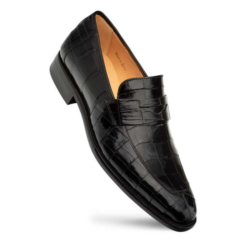 Men’s Black Piccolo Genuine American Alligator Penny Loafers by Mezlan – Luxury Exotic Handmade Loafers from Spain